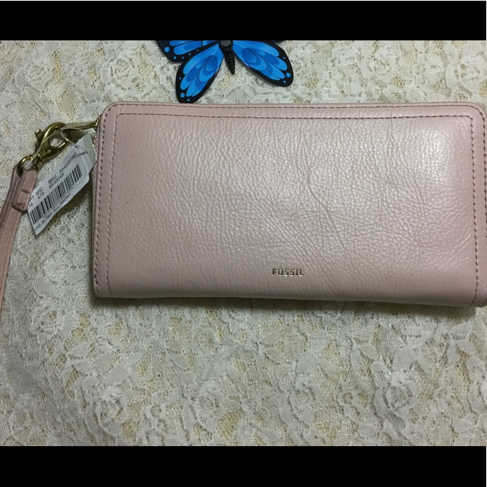 NWT FOSSIL ZIP AROUND WALLET RFID SECURITY LINING